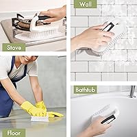 Vista 7 de Amazer - Cepillo de fregado para limpieza con agarre cómodo, limpiador de ducha con cerdas rígidas con mango, cepillo limpiador resistente