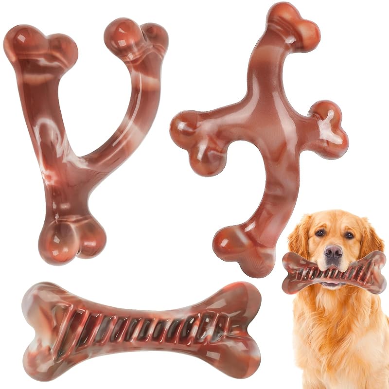 Brinquedo para Mastigar para Cães em Nylon com Sabor de Bacon NOUGAT, Pacote com 3