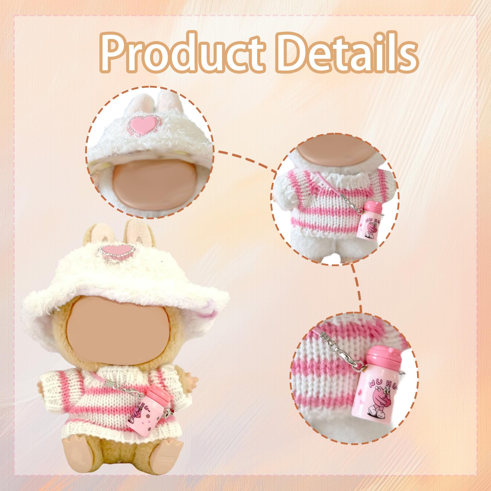 Vêtements Pour Poupée 17 Cm - Ensemble Salopette, Bonnet Et Appareil Photo Rose, Sans Poupée