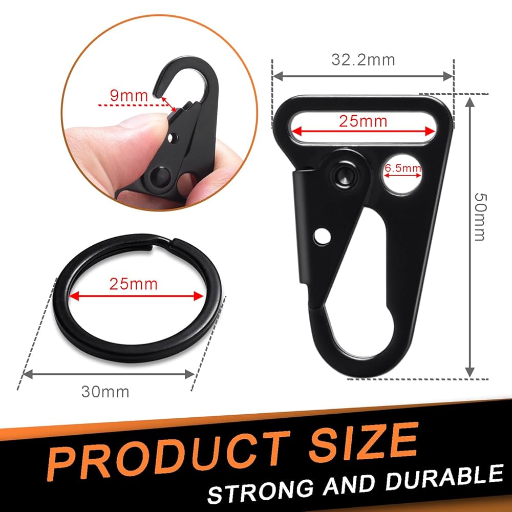 12 Sets Metal Tactical Snap Hook 1-inch Car Keys Chain Clip