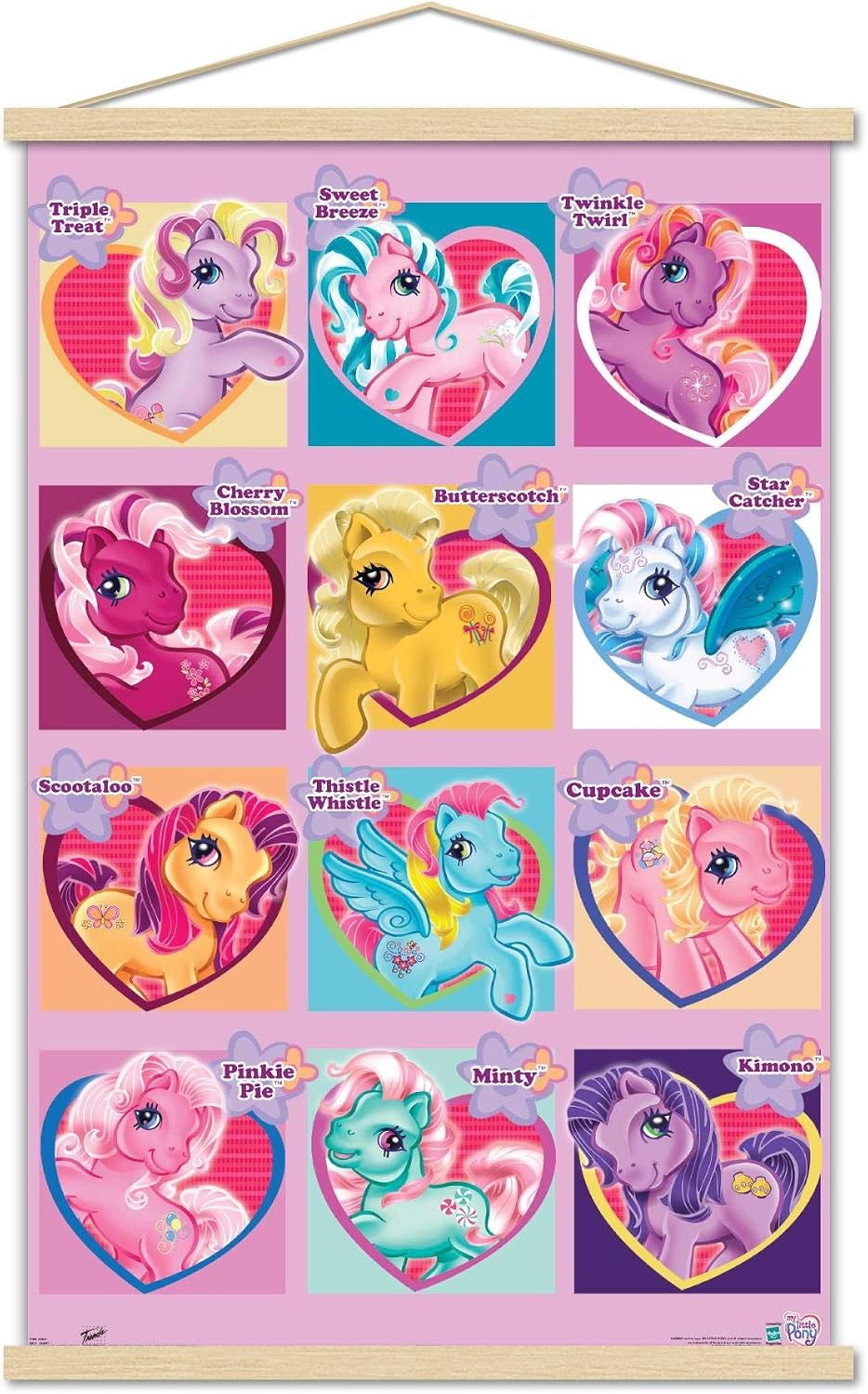 Trends International Hasbro My Little Pony - Chart Wall Poster, 22.375" x 34", Premium Print and Beechwood Hanger Bundle