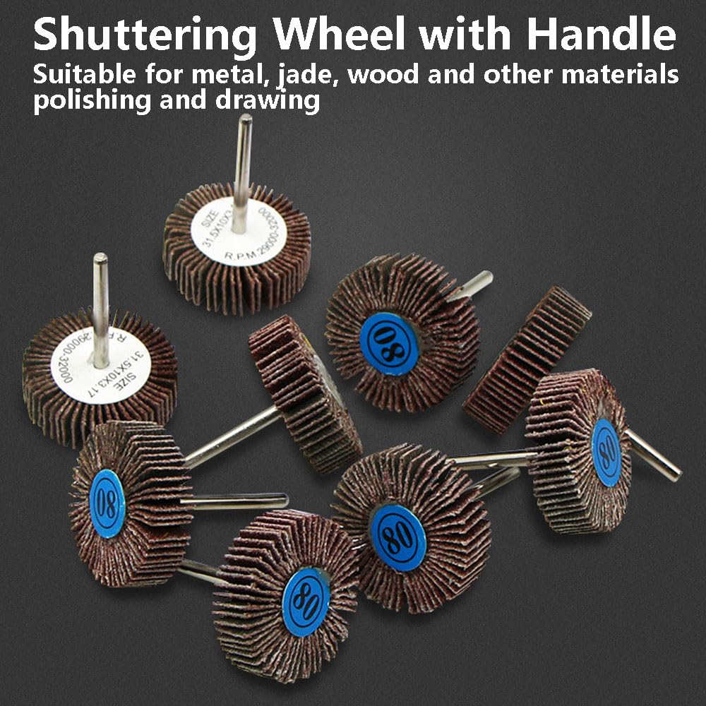 TopHomer 10PCS Abrasive Flap Wheel Sander Set Shank Diameter 3.175mm 0.125