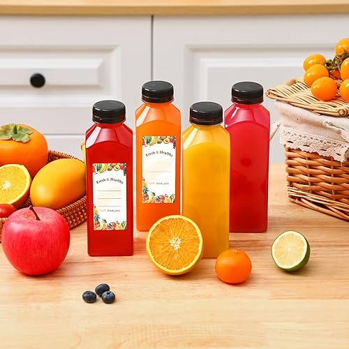 Miniatura 5 de Moretoes 42 botellas de plástico de 16 onzas con tapas, botellas reutilizables para jugos con tapas, recipientes transparentes para batidos y otras