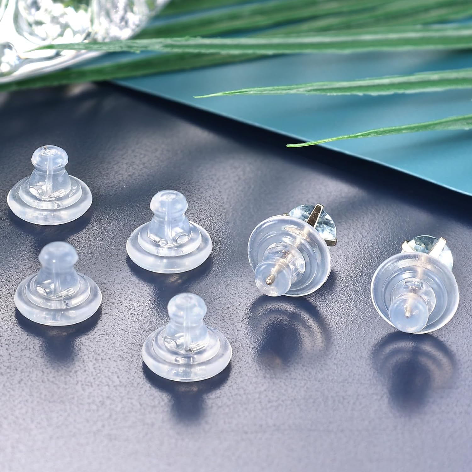16pcs Earring Backs, Big Silicone Earring Backs Replacements,Locking Secure Backs for Studs/Droopy Ears, No-Irritate Hypoallergenic Soft Clear for Women Men, White