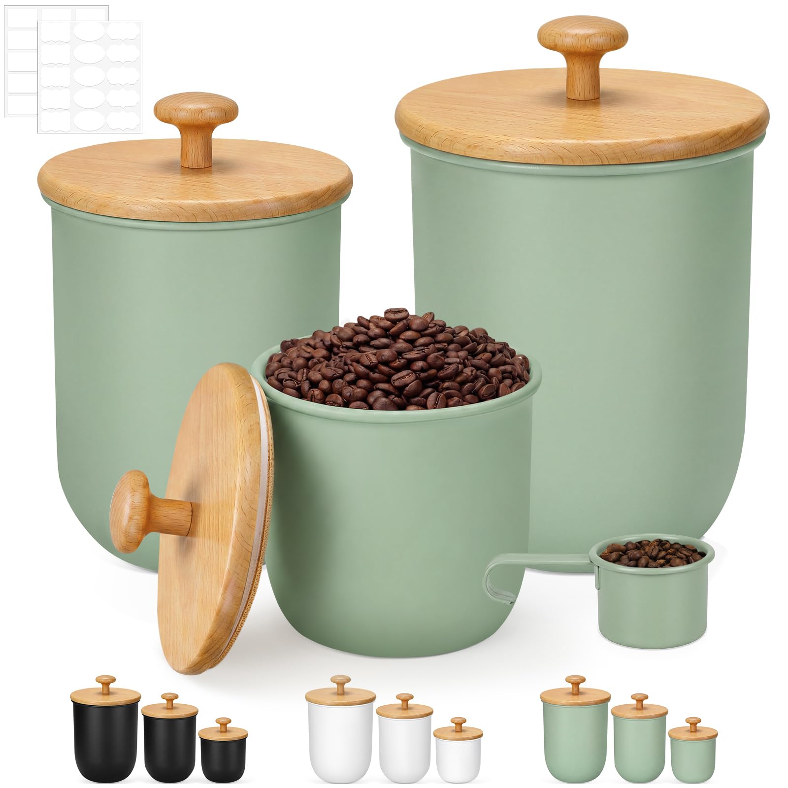 Photo 1 of Remerry Metal Kitchen Canisters Set of 3 (Sage Green)