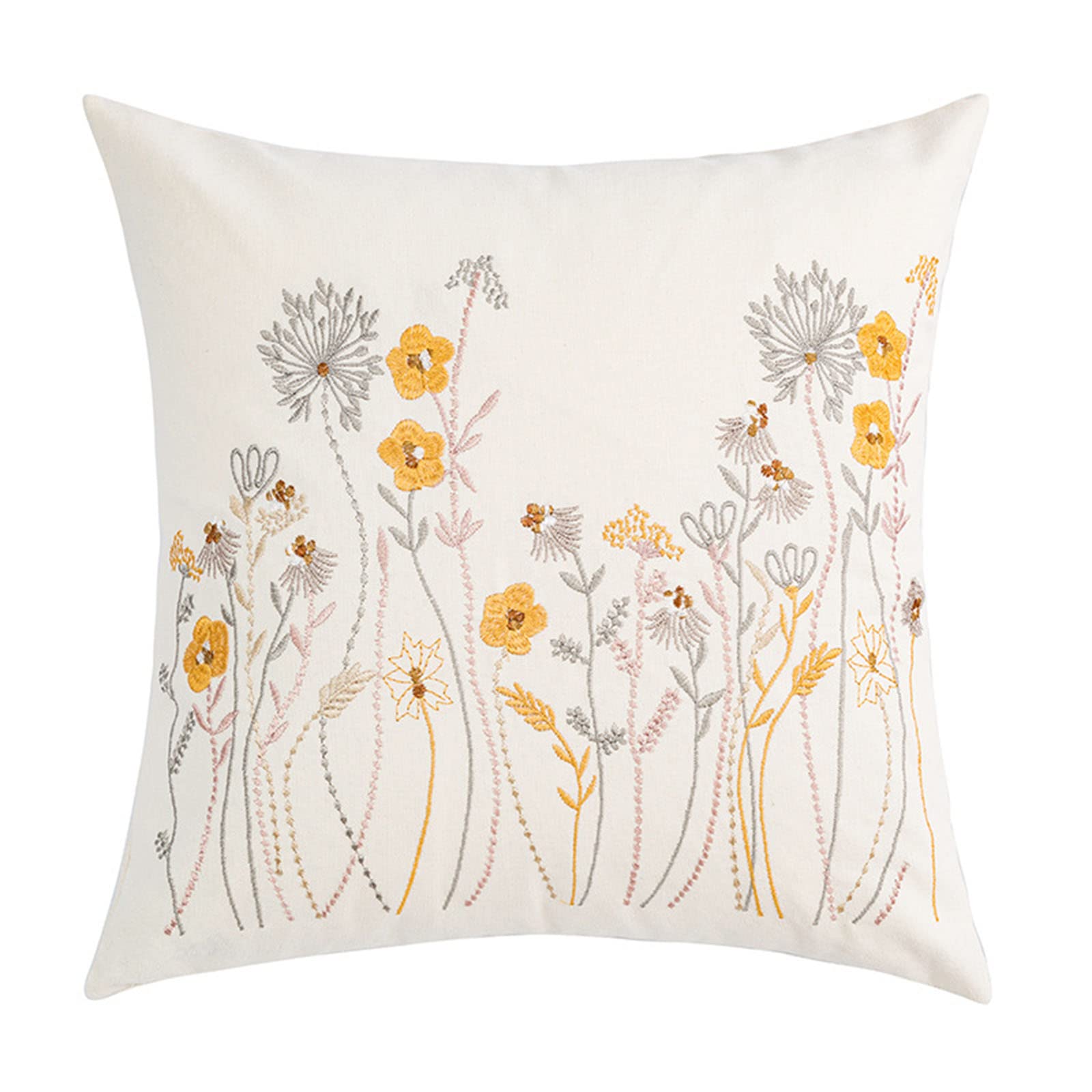 Reitinge Tiahua Pillow 45X45c Floral Green Leaves Pillow Cover Simple Embroidered Throw Pillows Covers For Room Sofa Couch Decoration
