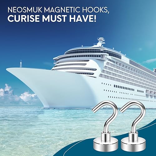 Miniatura 7 de Neosmuk - Ganchos magnéticos, elementos esenciales para cruceros, ganchos magnéticos resistentes de 30 libras+ para cabinas de crucero,