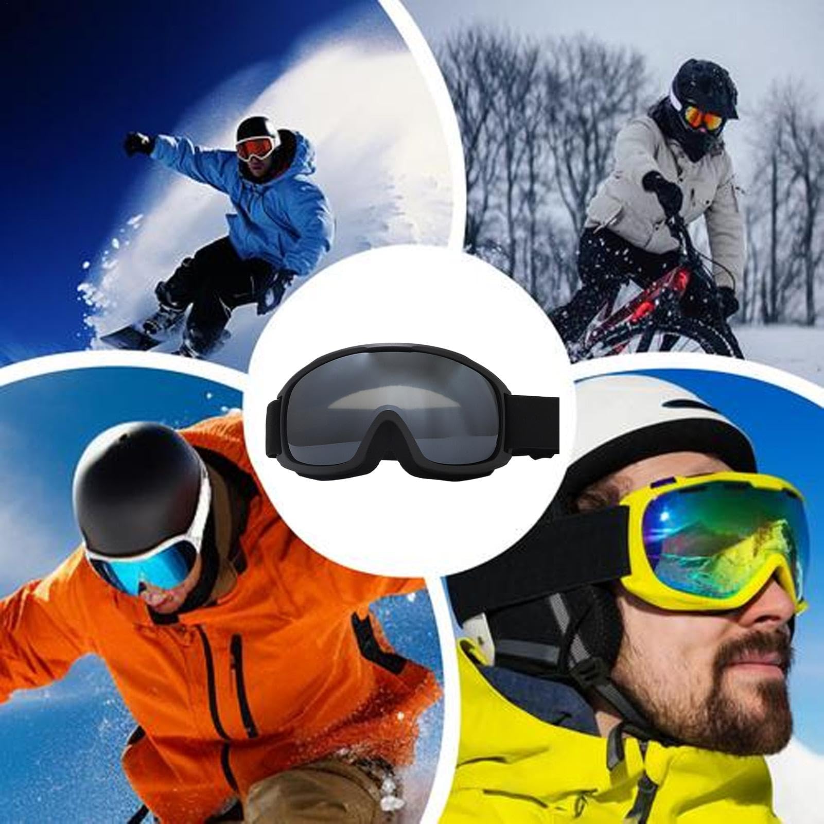 Occhiali da neve da donna, occhiali da sci – occhiali da neve anti-appannamento protezione UV occhiali da sci | occhiali da neve su occhiali, accessori da sci sferici regolabili per uomo