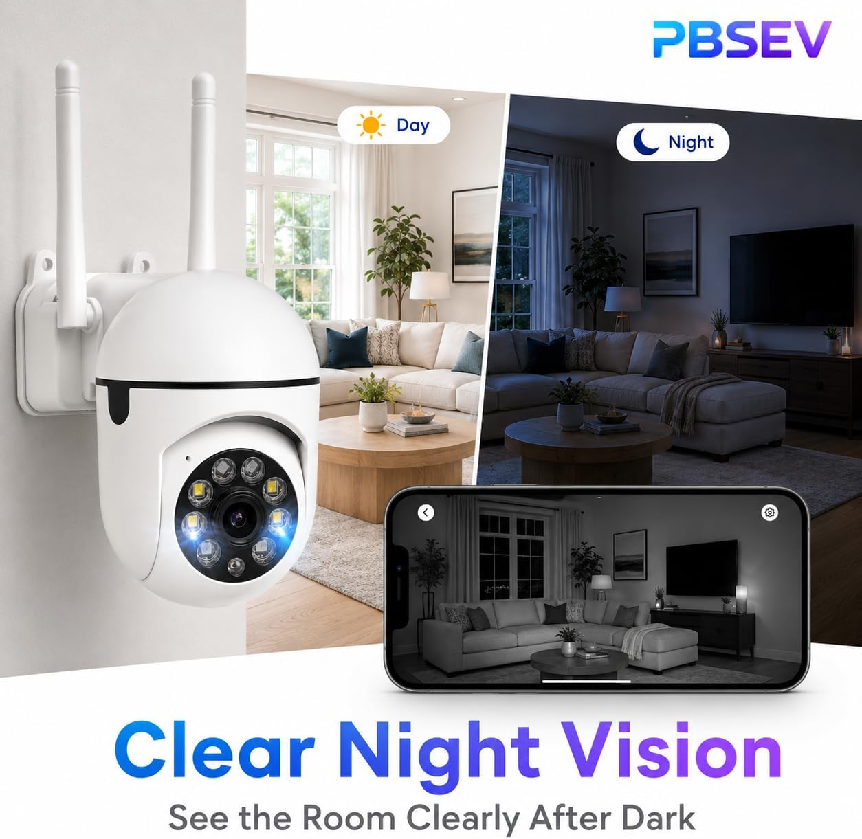 Security Camera Indoor 1080P Wired, Pan/Tilt Control, Two-Way Audio, Clear Night Vision, Easy Setup, SD/Cloud Storage, WiFi Home Camera for Baby, Pet, Bedroom & Living Room Monitoring
