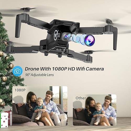 Miniatura 2 de Dron con cámara para niños y adultos, 1080P FPV Quadcopter Drone con Hover Stable, Mini Drones plegables con una tecla de inicio, Waypoint Fly, modo