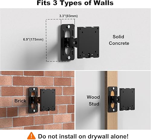 Miniatura 6 de Soporte de pared para monitor para pantallas ultraanchas de 17 a 49 pulgadas, brazo de monitor resistente de hasta 44 libras con giro, inclinación y