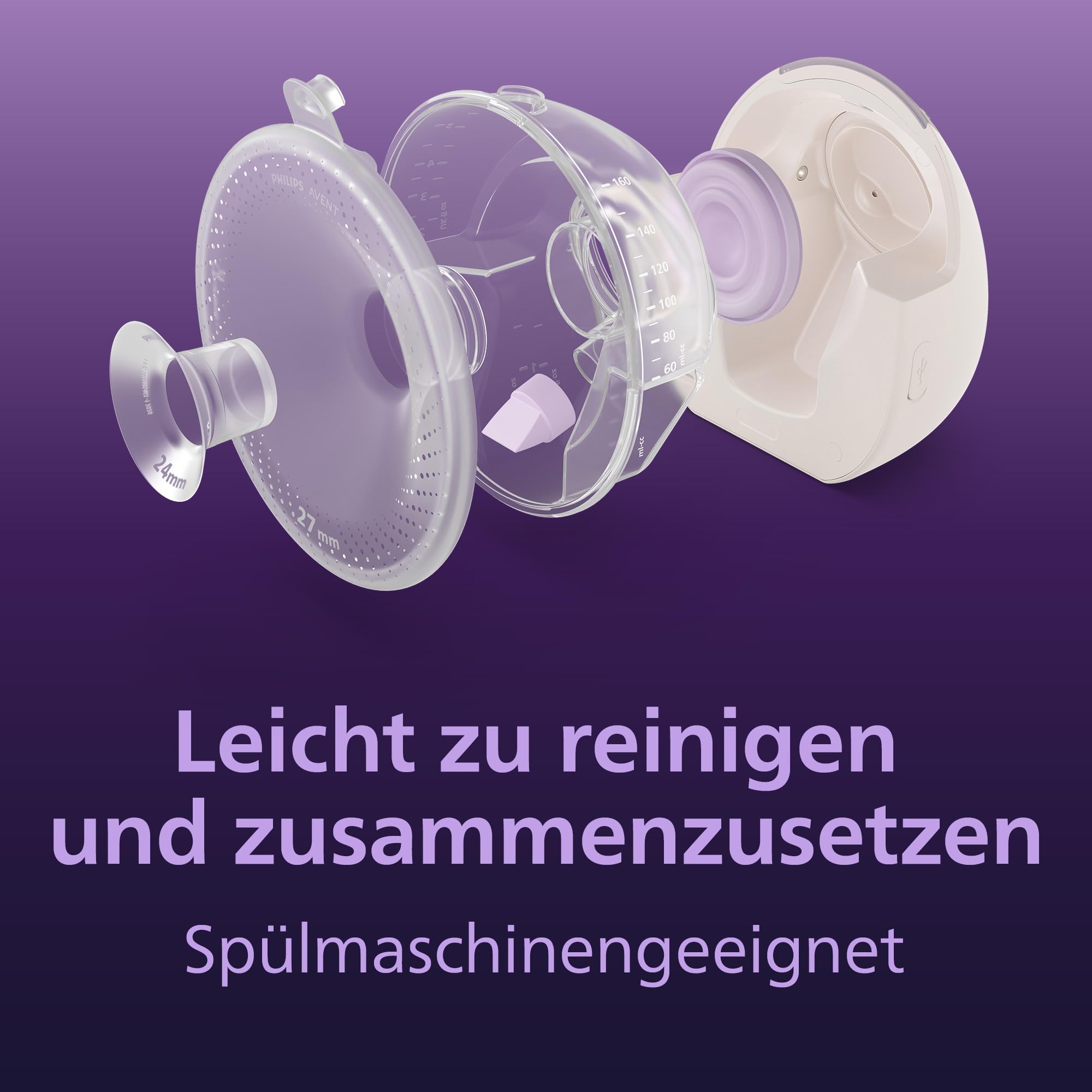 Philips Avent Natural Care Hands-free tragbare elektrische Doppelmilchpumpe – spiegelt den Trinkrhythmus des Babys wider, SkinSense Brustkissen für ultimativen Komfort, Krankenhausqualität, SCF495/11