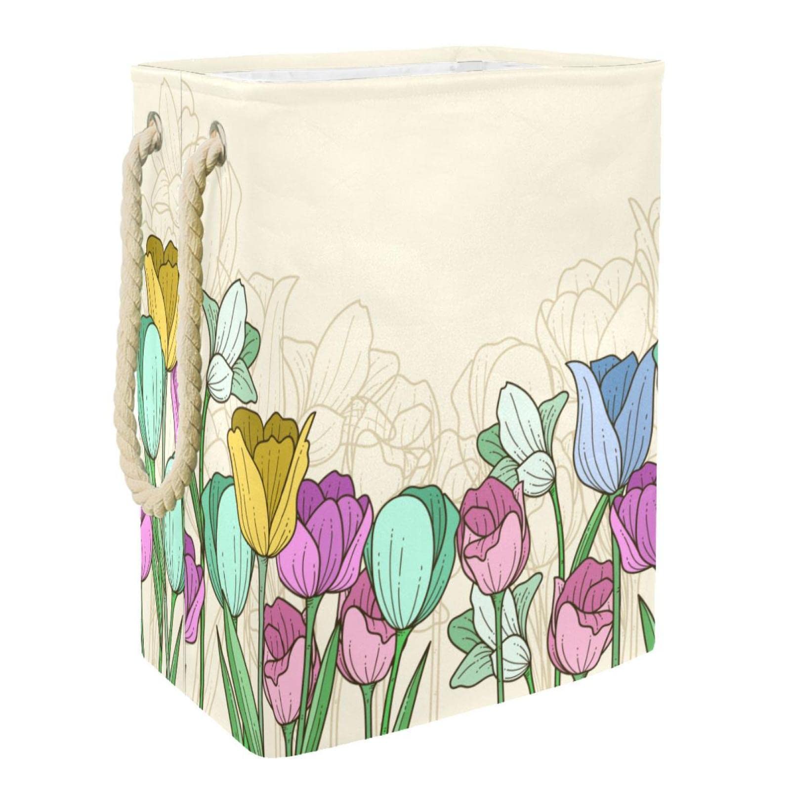 Panier à linge tulipes colorées pour décorer votre salle de bain