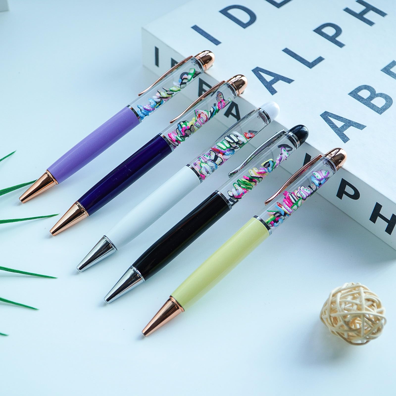 Sikyby Butterfly Floating Funny Pens Cute Floater Liquid Writing Journaling Office Pen Unique Gift For Women Men Set of 5 Pens - Image 2