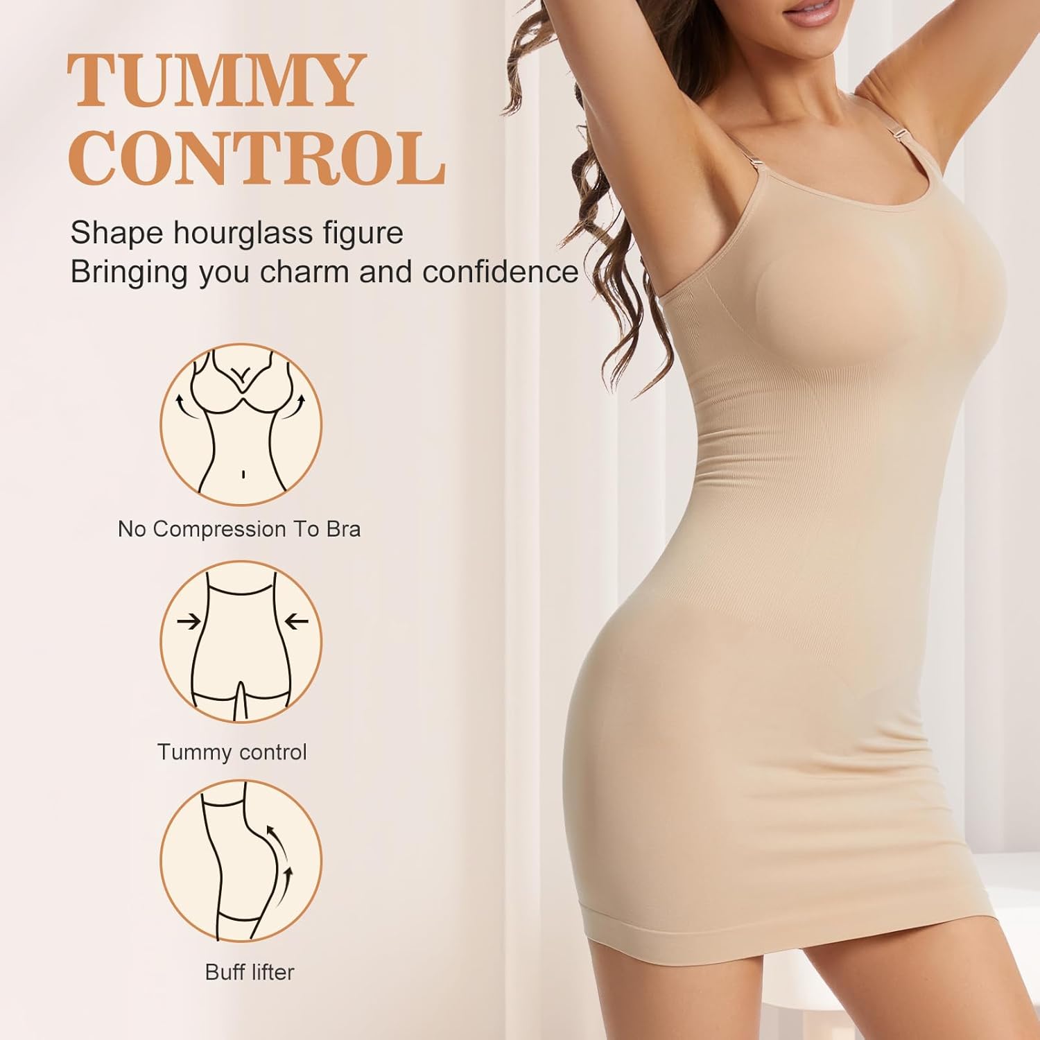 Shapewear Slip Dress for Women Tummy Control Full Slip Seamless Body Shaper for Under Dress Shapewear - Image 2