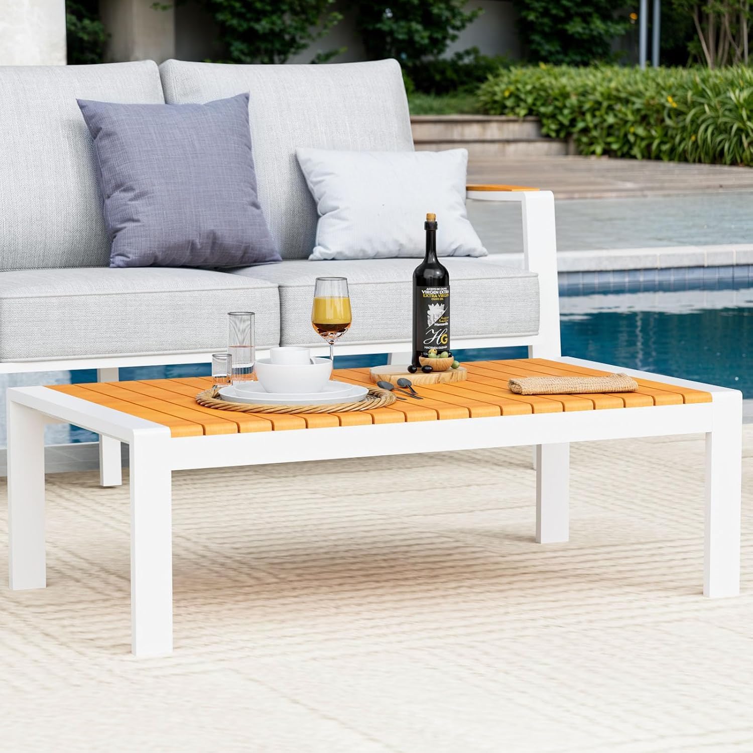 Aluminum Outdoor Patio Coffee Table for Deck and Poolside