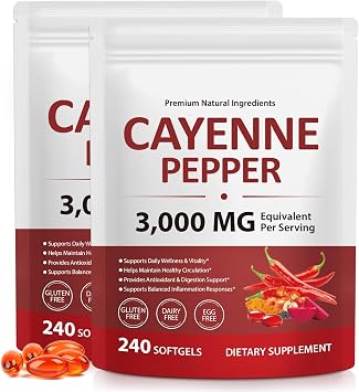 Premium Pepper Capsules with Turmeric Curcumin & Beet Root Extract 2pcs | Supports Cardiovascular Health, Blood Circulation | Potent Capsaicin Supplement, Easy-to-Swallow Softgels 480 Count