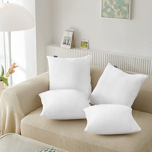 Miniatura 6 de Juego de 4 fundas de almohada impermeables de 22 x 22 pulgadas para almohada cuadrada de 22 x 22 pulgadas, protector de almohada blanco con