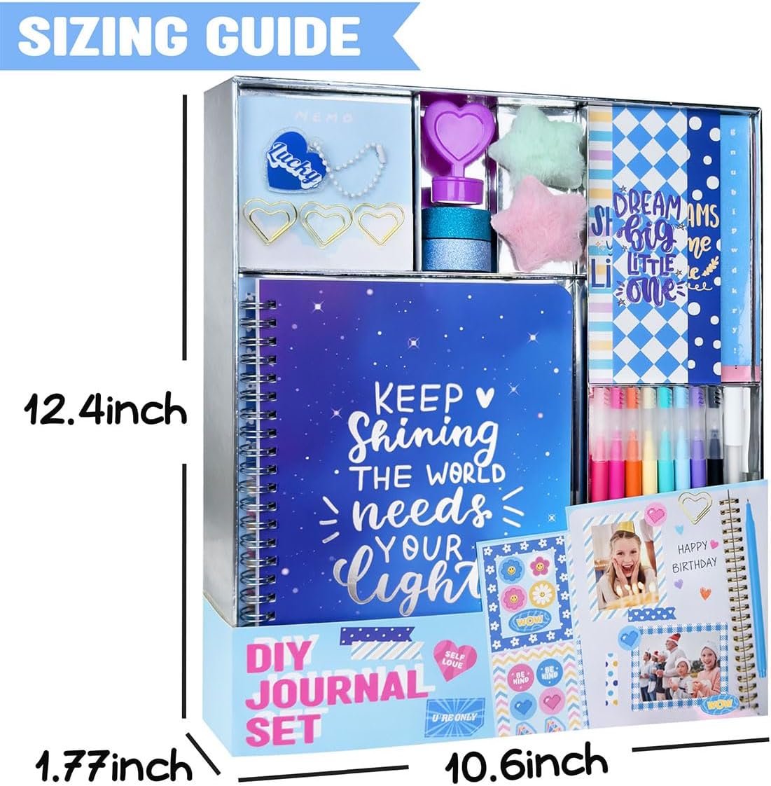 Nollh DIY Journal Kit for Girls – Cute Journal Set for Teen Tween Girls Gifts, Stationary Set, Scrapbook & Diary Supplies Set, Gifts for 8 9 10 11 12 13 14 Year Old Girl - Image 6