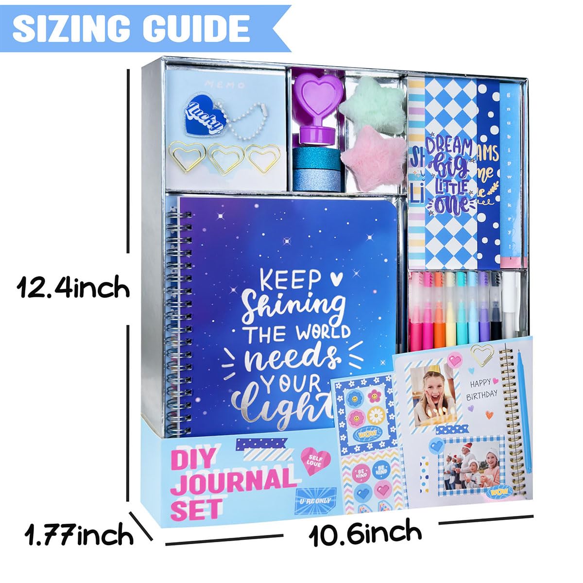 Nollh Kit di diario fai da te per ragazze - Set di diario carino per ragazze adolescenti Tween ragazze, set di cancelleria, album e forniture per diari, regali per 8 9 10 11 12 13 14 anni ragazza