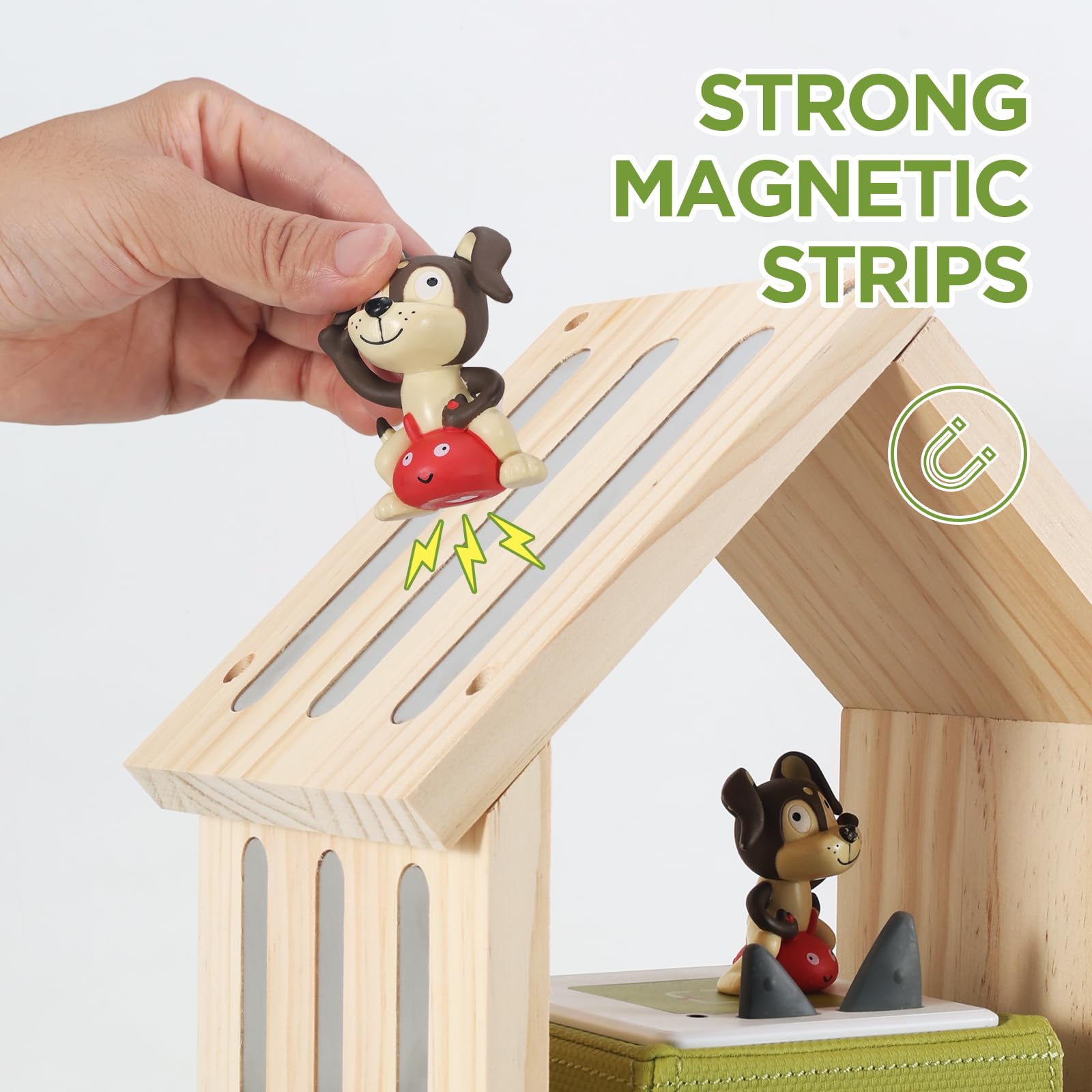 Givilio SpinLodge Holztonie-Regal für Toniebox 1 & 2, magnetische Wandhalterung mit 360° drehbarer Basis, Platz für 30-50 Figuren, hausförmiger kreativer Stauraum für Kinderzimmer