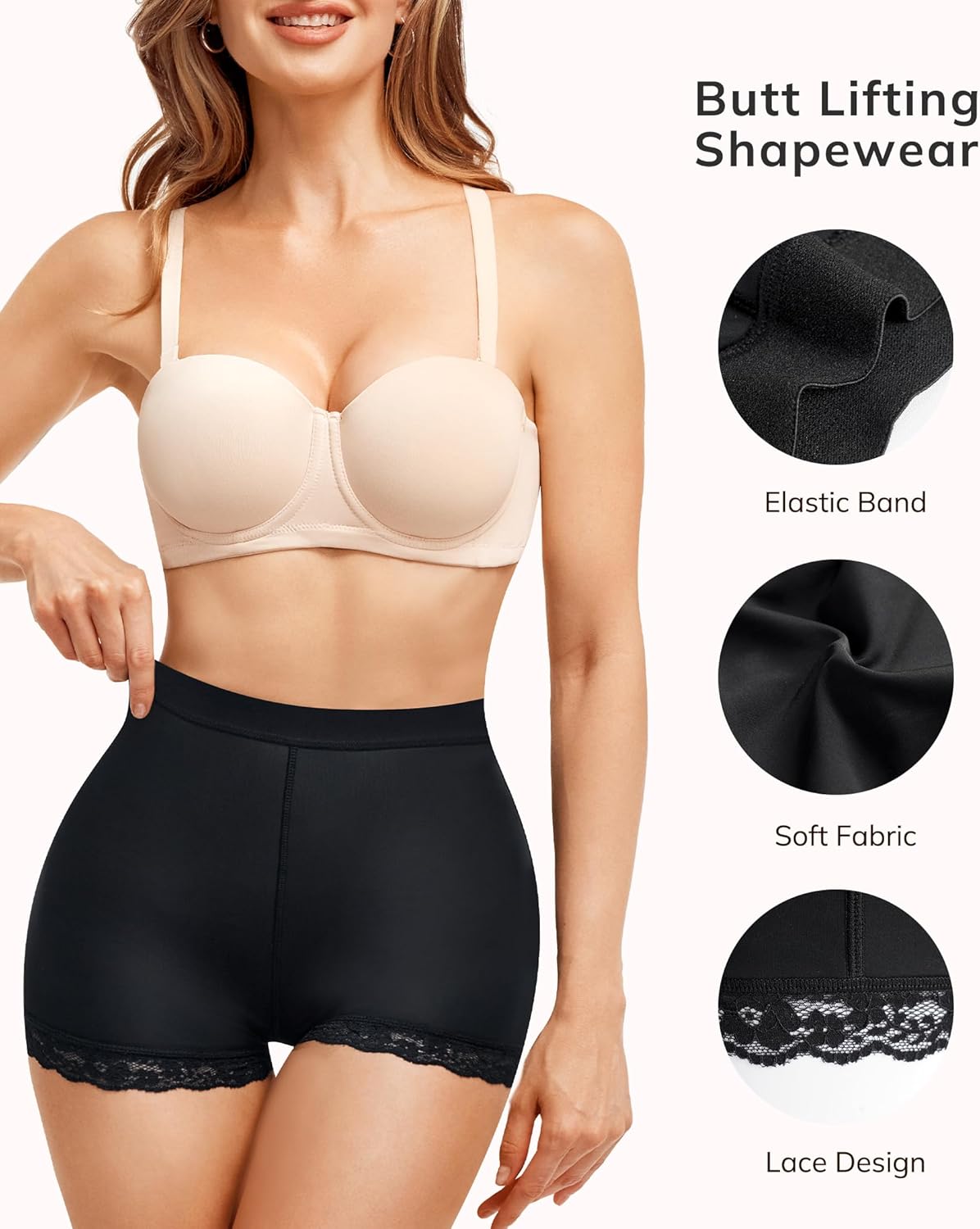 LODAY Womens Butt Lifter Padded Lace Panties Hip Enahncer Body Shaper Boyshort Underwear - Image 4