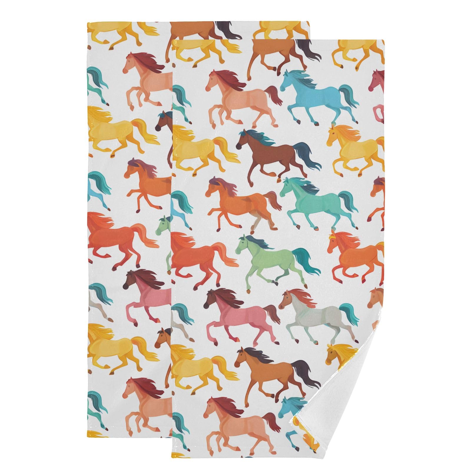 Toallas de mano de caballo para baño, juego de 2 piezas de algodón absorbente de 36 x 72 cm