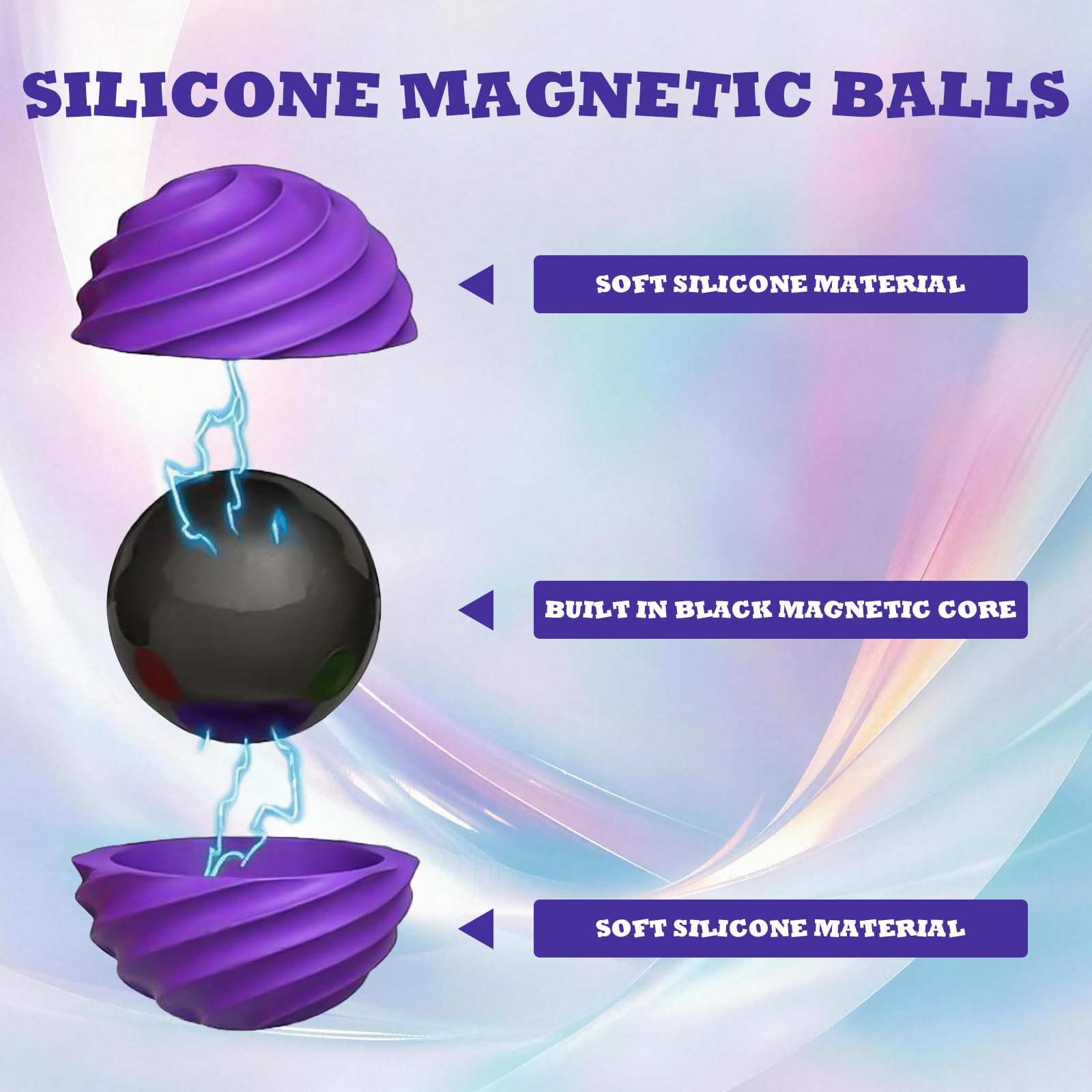 12PCS Magnetic Balls Fidget Toy, Silicone Texture Magnetic Balls, Silent Stress Relief Sensory Toy - Image 3