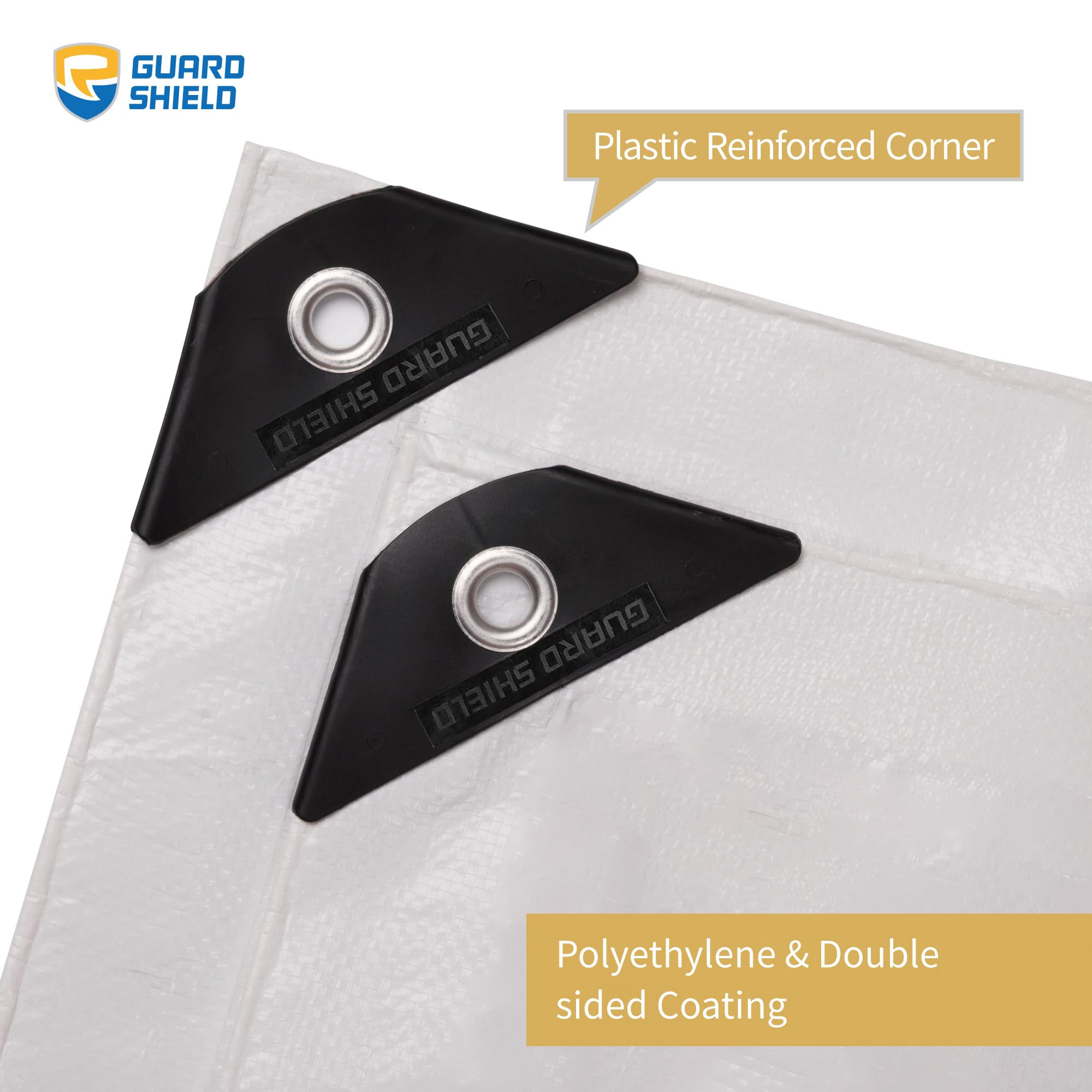 GUARD SHIELD Lona impermeable blanca de 4 x 6 m, cubierta de lámina de 120 g/m², para protección UV, ojales reforzados