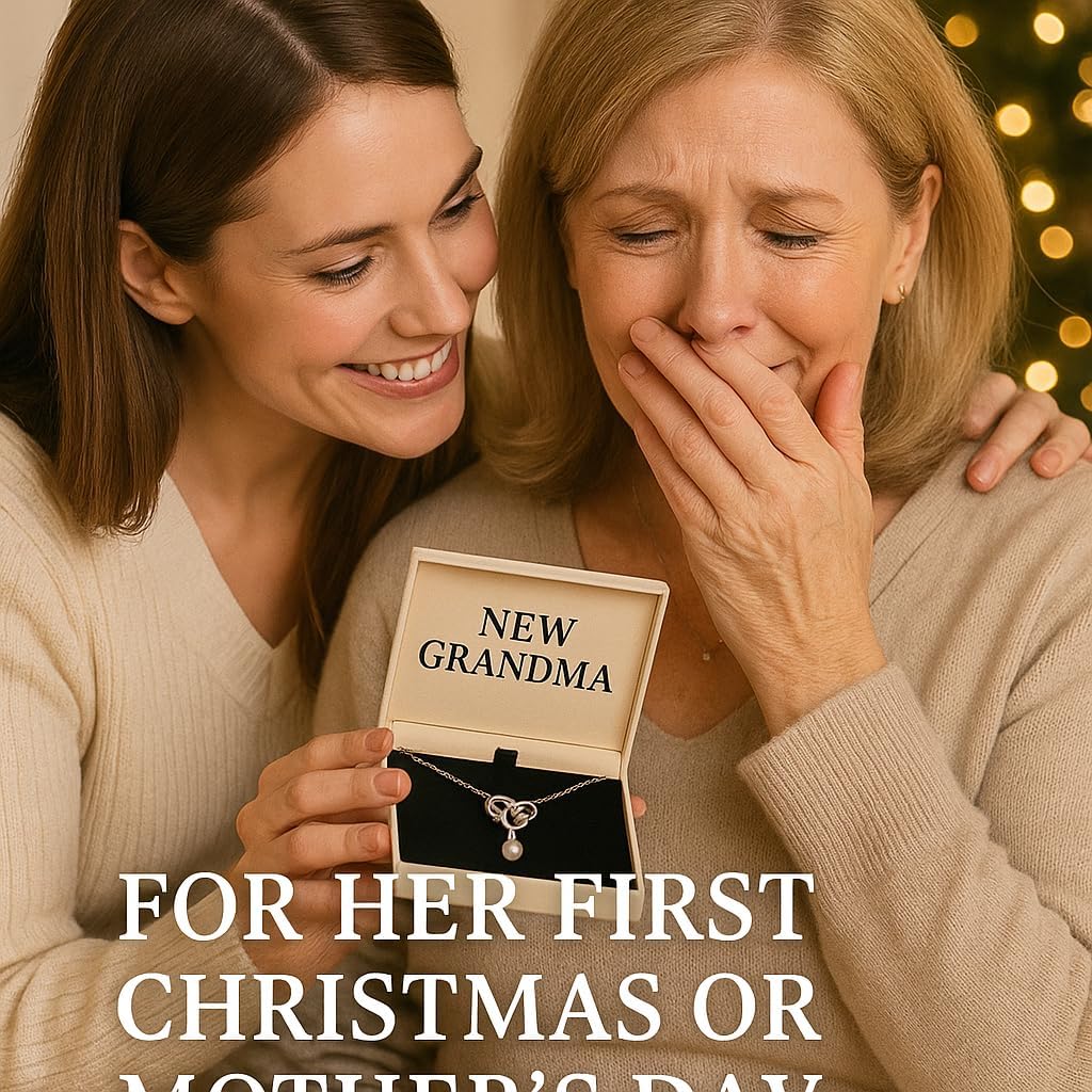 New Grandma Gifts, First Time Grandma Necklace with Pearl, Heart Jewelry Gift for New Nana, Mothers Day, Christmas, Baby Shower or Gender Reveal Present for Grandmother - Image 3