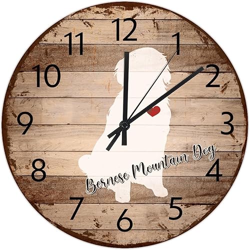 Miniatura 8 de Reloj de madera minimalista que funciona con pilas, sin tictac, analógico, pomerania, hermoso reloj de pared, silueta de beagle para mascotas,