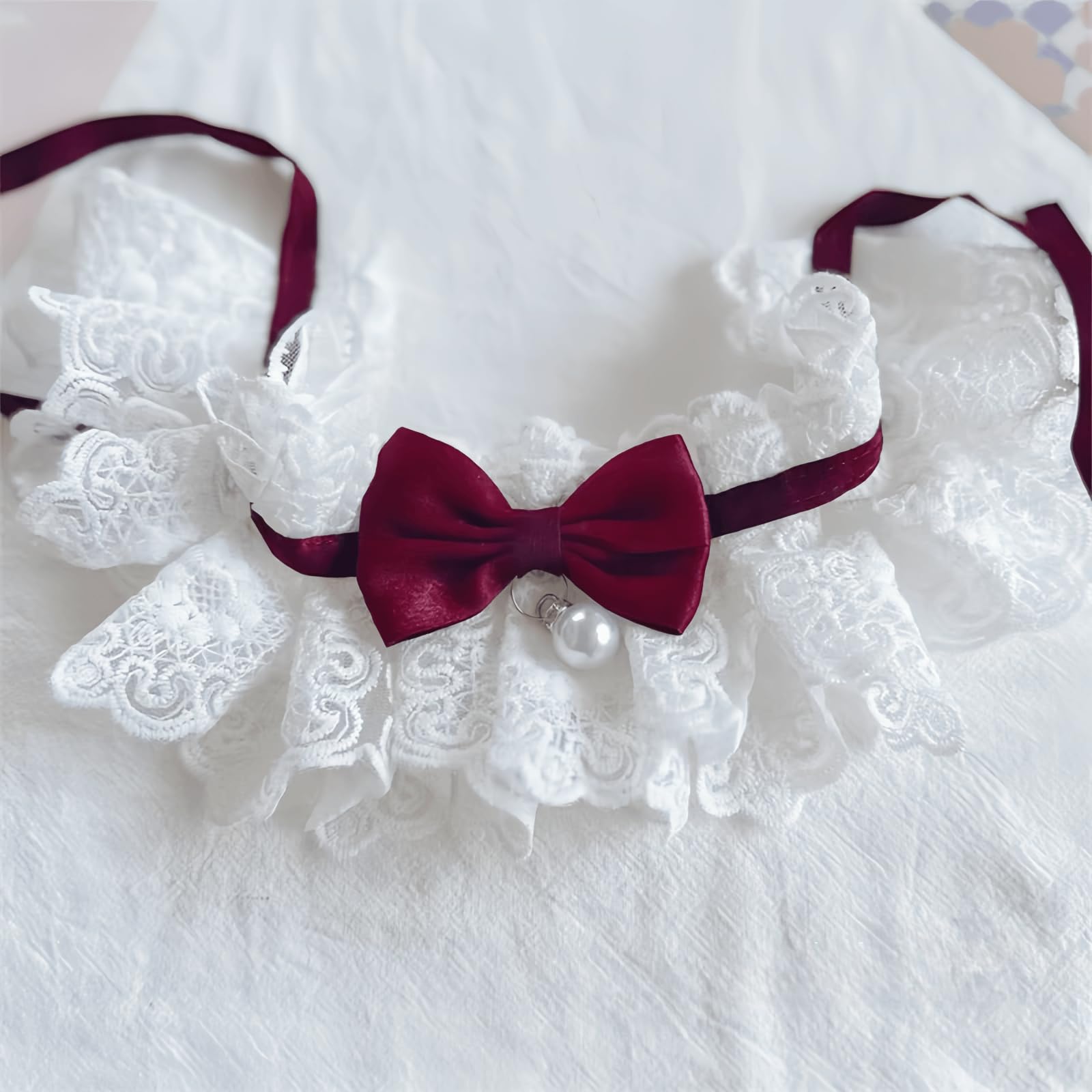 Cute Cat Bow Collar Breakaway Floral Aesthetic Cats Bowtie Collar Bow Tie with Bell for Indoor Cats Kitten and Small Dogs Puppies (Rose, L (11-20lbs))