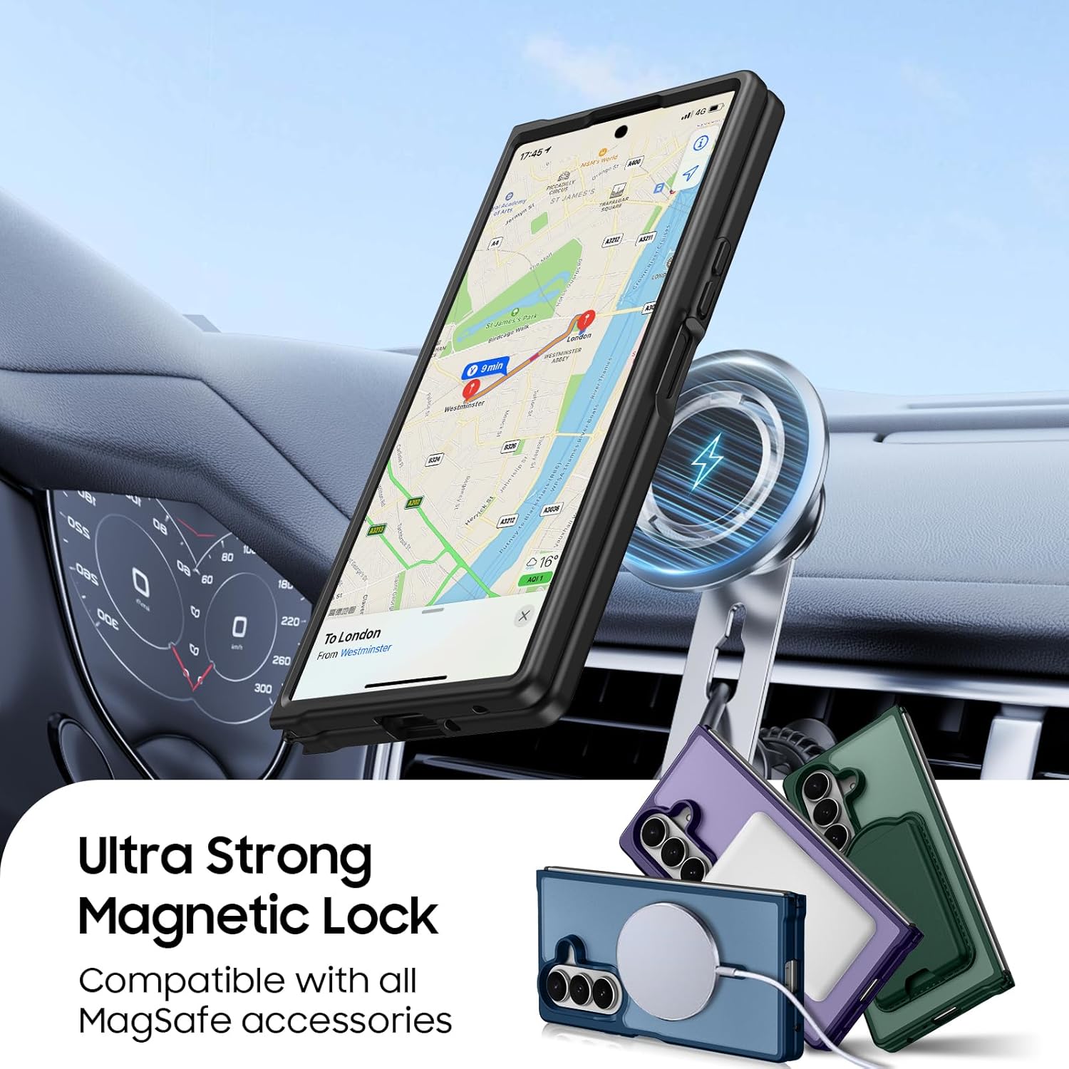 Magnetic for Samsung Galaxy Z Flod 7 Case with Detachable Magnetic Wallet, Compatible with MagSafe, Credit Card Holder, RFID Blocking, Military Protective Slim Phone Cover, Black - Image 4