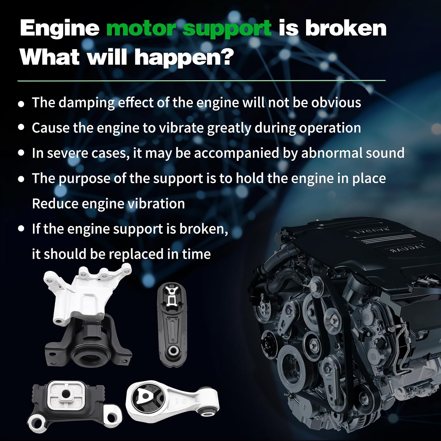 LOONGRIE Engine Motor and Trans Mount Kit Compatible with Juke 2011-2017 1.6L L4 AWD Automatic CVT Trans, Replace# A4360 113601KA0A A4309 112201KF0A A7380 112101KC0B A7376 113501KC0A 4pcs