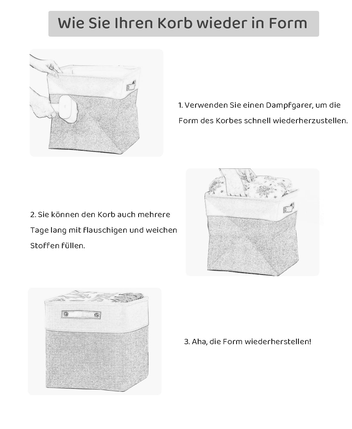 MANGATA Aufbewahrungskörbe, Stoff-Aufbewahrungsboxen(Kaltes Grau, Jumbo)