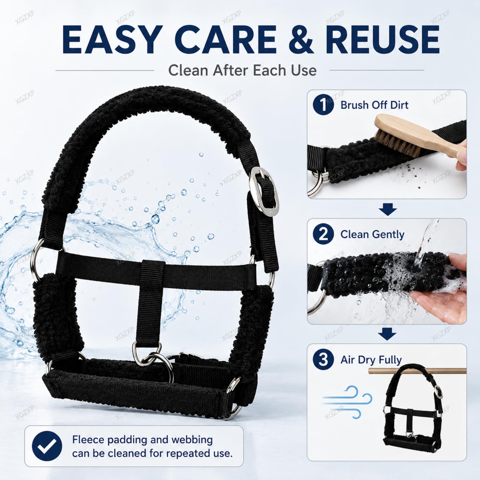 Set di Cavezze in Pile, Cavezza Imbottita per Cavallo in Pile con Design Regolabile in Fettuccia di Nylon, Corona Imbottita, Sgancio di Sicurezza Resistente per La Gestione Black-Purple s