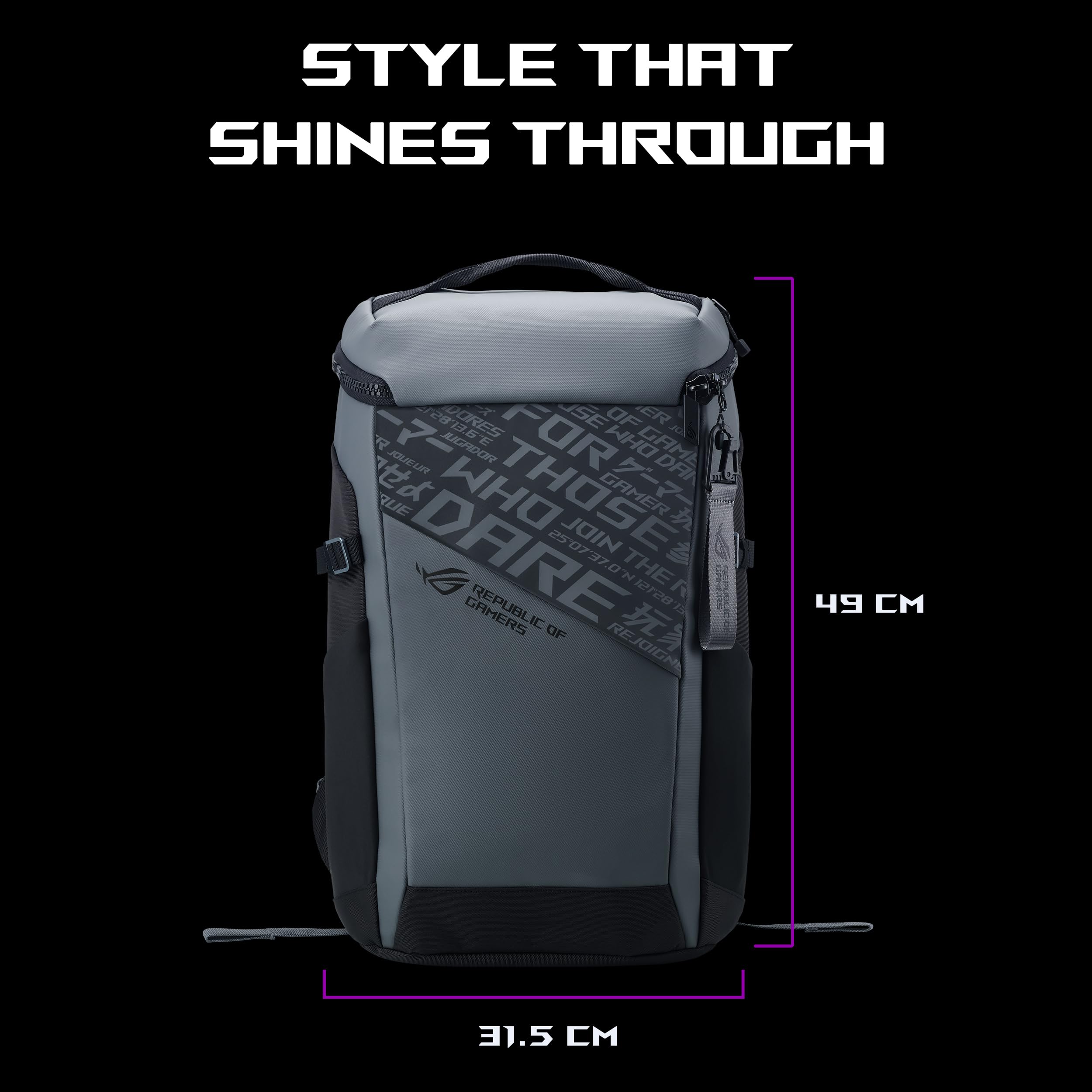 ASUS ROG Ranger Backpack BP2701 Cybertext Edition | Laptop Rucksack für Gaming Laptops bis zu 18 Zoll | 24L Volumen | wasserabweisend | robust und leicht | Cybertext Grey