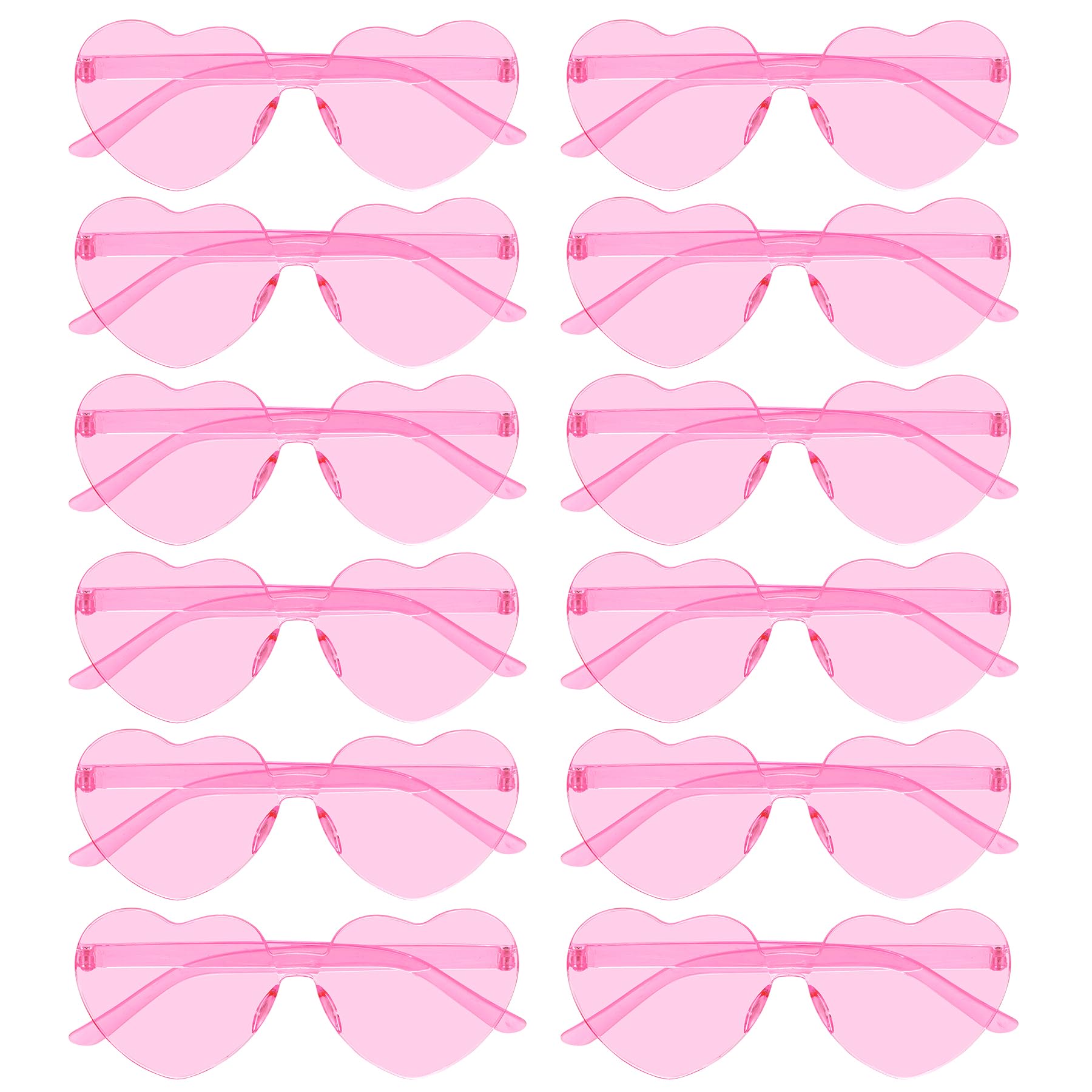 Bantoye 12 Pcs Heart Shaped Sunglasses Colorful Trendy Rimless Sunglass Candy Color Party Favors for Women