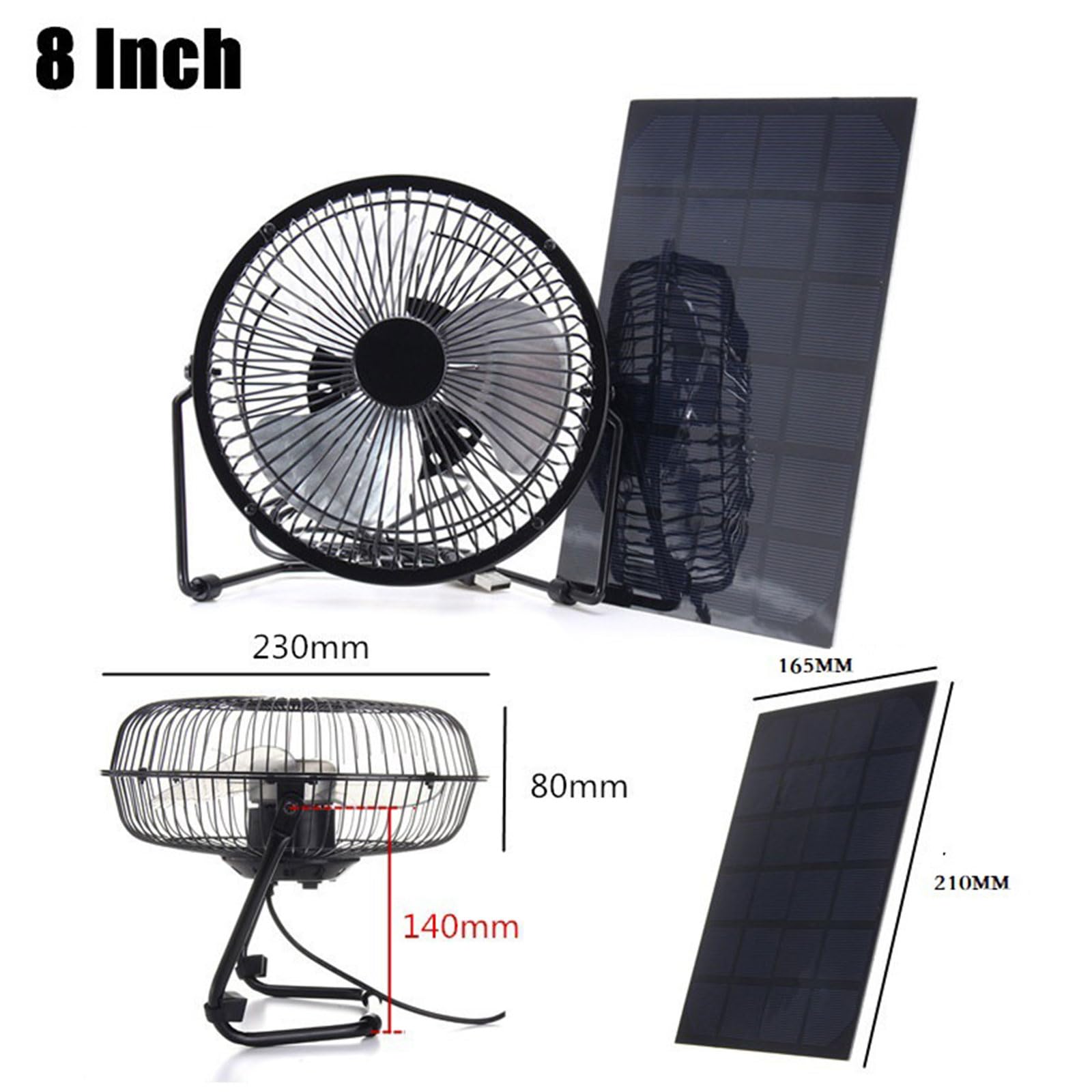 Greabuy Tragbarer 20,3 cm Solar-Lüfter mit 5,5 W effizientem Panel für Outdoor-Abenteuer, Heimgebrauch, Solarventilator