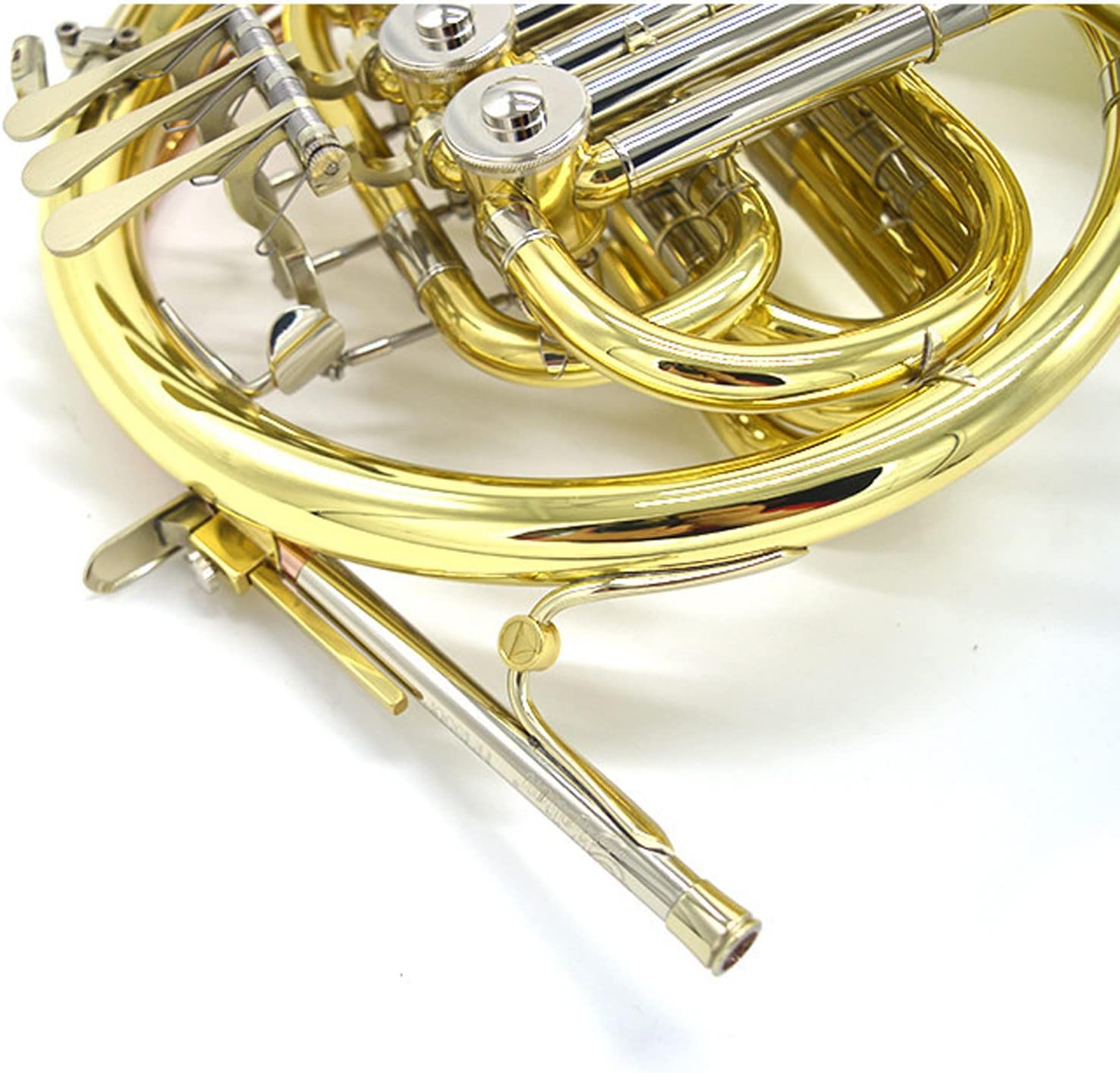 Child Double French Horn, Key of F/Bb Intermediate Double French Horn 3 Key Student Double French Horn with Hard Case,Cleaning Cloth and Gloves, Full Kit (A) : Musical Instruments