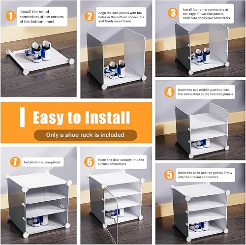 Miniatura 8 de CHALIGHT Zapatero de 12 niveles, 92 pares de cajas de zapatos, organizador apilable para zapatos, gabinete, organizador de almacenamiento de