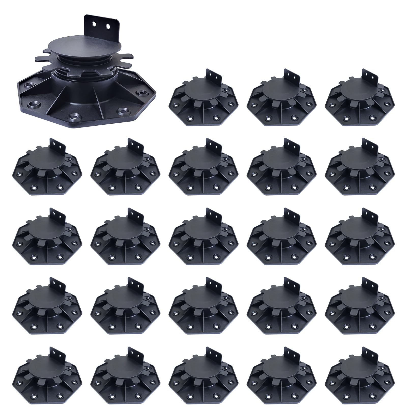 Supports de pont réglables 30-60 mm plots noirs pour terrasse lot de 24