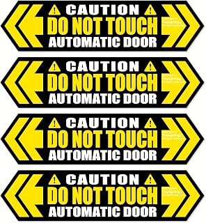 Caution Automatic Door/Driver Will Open/DO NOT TOUCH/PULL - Waterproof Safety Sign for Van Taxi Car Service SUV Auto Rear Hatch Trunk Tailgate Handle Window Vinyl Stickers (4 pcs) 6.00" x 1.50"