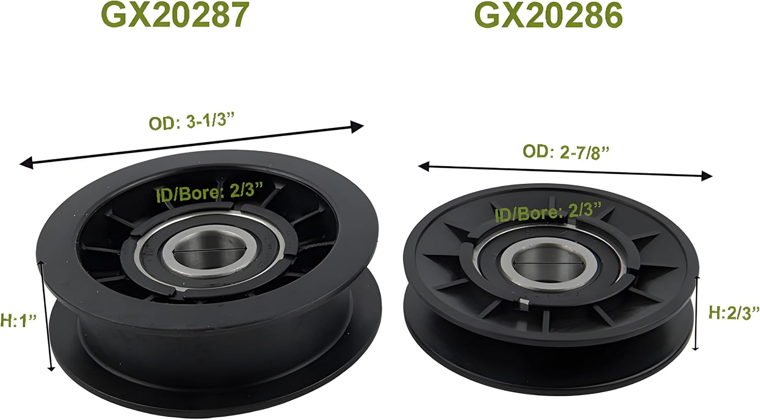 GX20286 GX20287 Replacement V-Idler Pulley & Flat Pulley Kit Compatible with John Deere D140 D130 D100 LA175 LA140 LA135 L130 L111 L2048 102 105 155C 102 105 108 125 145 7760 S100 S110 S120 S130 S140