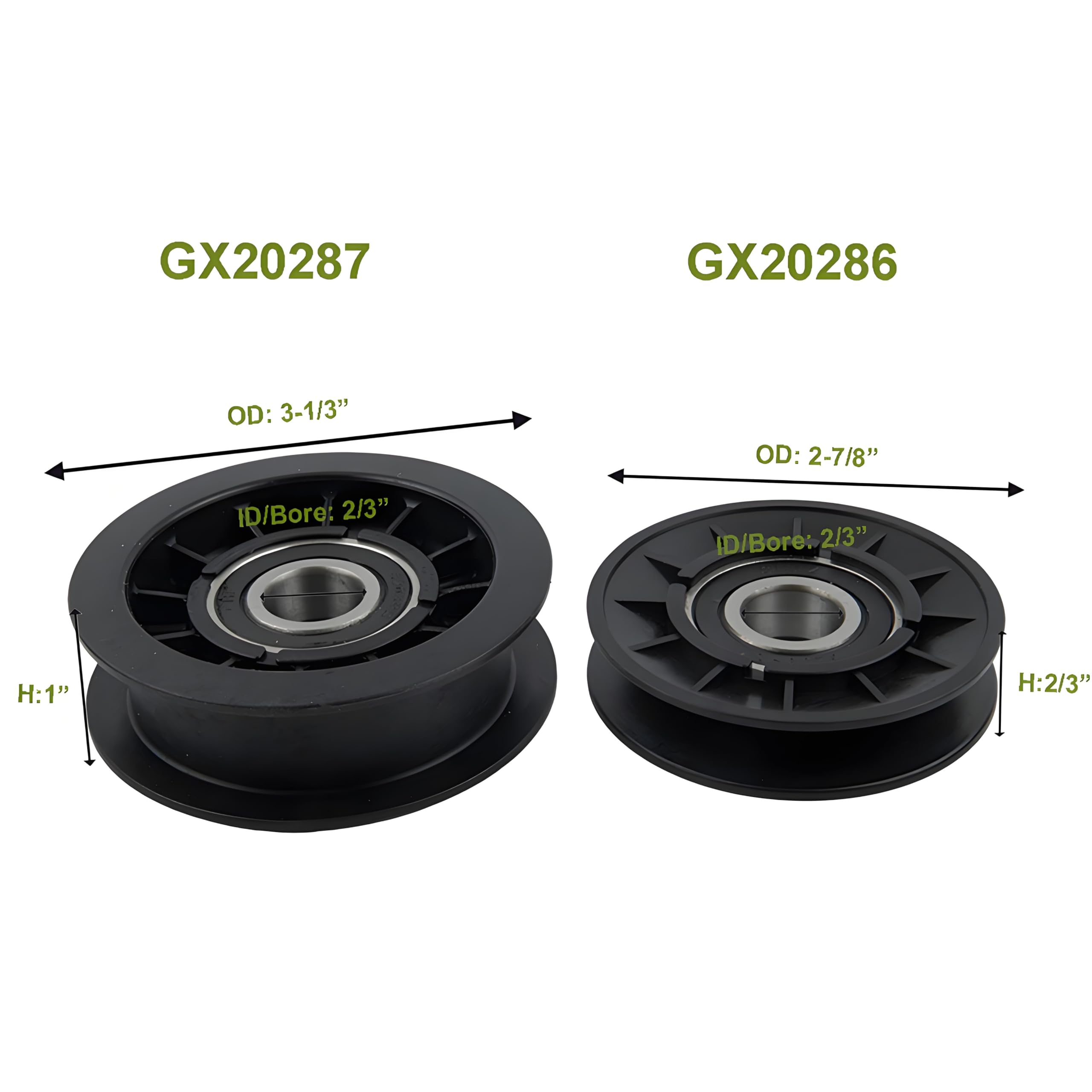 GX20286 GX20287 - Puleggia di ricambio V-Idler e kit puleggia piatta compatibile con John Deere D140 D130 D100 LA175 LA140 LA135 L130 L111 L2048 102 105 155C 102 102 100 5 108. 125 145 7760 S100 S110