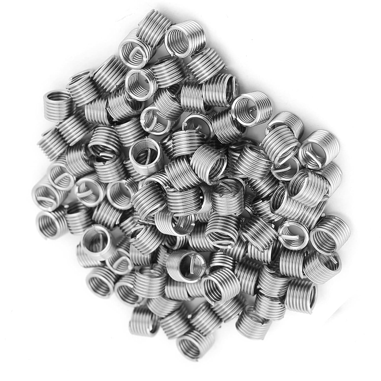 Thread Repair Insert Kit, Locking Helical Coil Sleeve Restores Damaged Threads for Mechanical Repair DIY 304 Stainless Steel M6 x 1.0 x 1.5D 100 Pieces