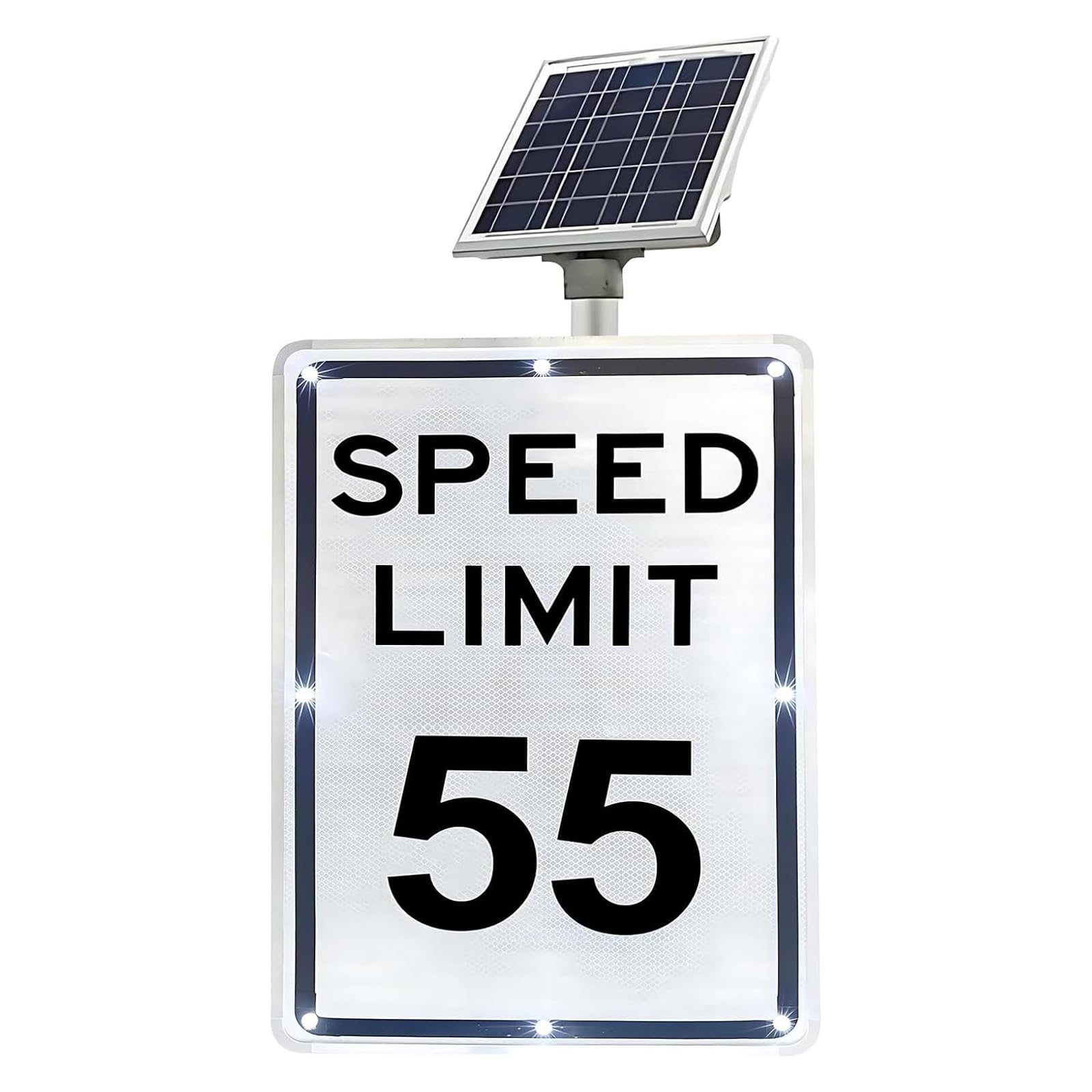 Señal de límite de velocidad intermitente LED con energía solar, señal de advertencia de tráfico de alta visibilidad, impermeable IP65, fácil instalación para carretera, uso en exteriores