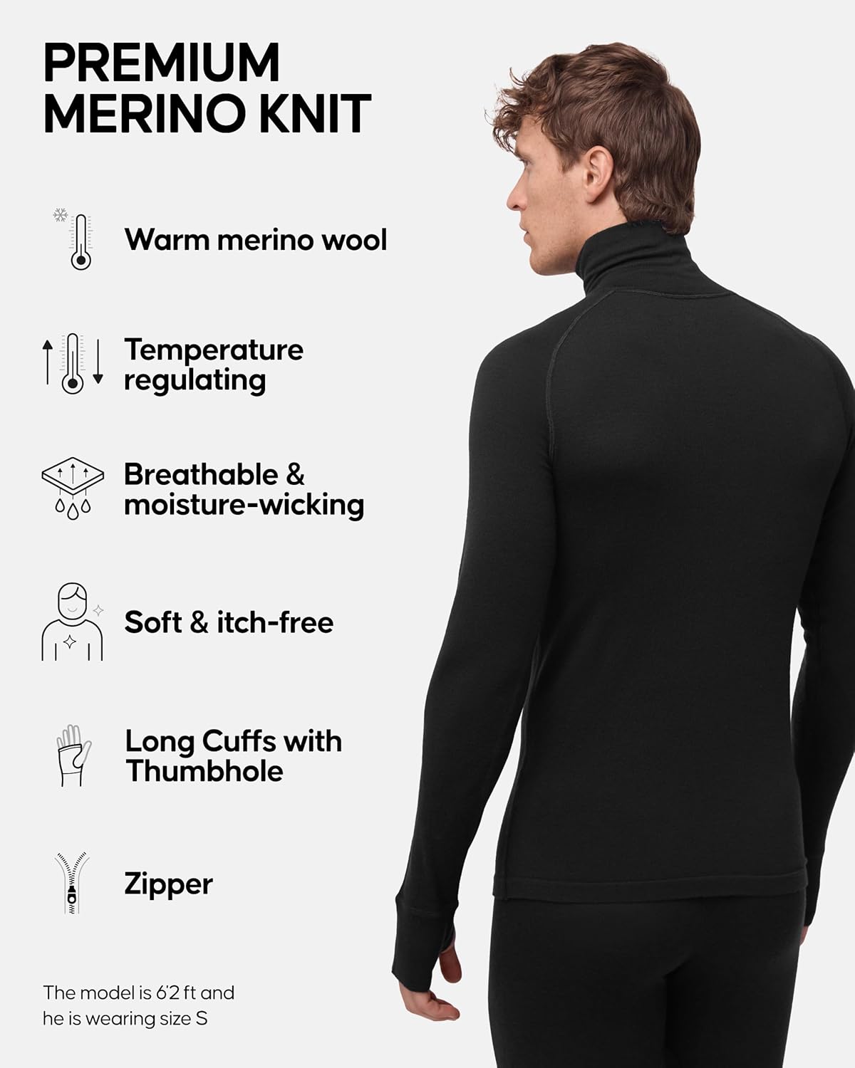 DANISH ENDURANCE Men's Merino Halfzip Base Layer Shirt - Image 3