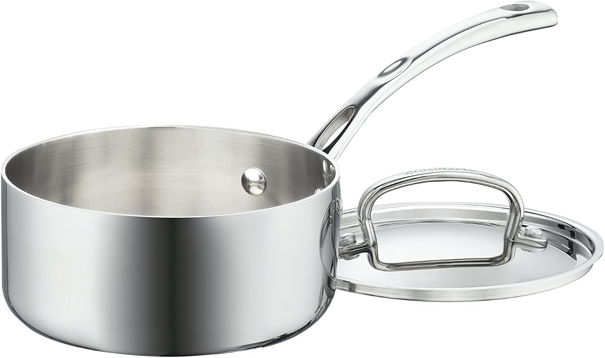 Globe Electric Francés Clásico 1.5 Qt. Cacerola con Tapa Mediana Acero Inoxidable