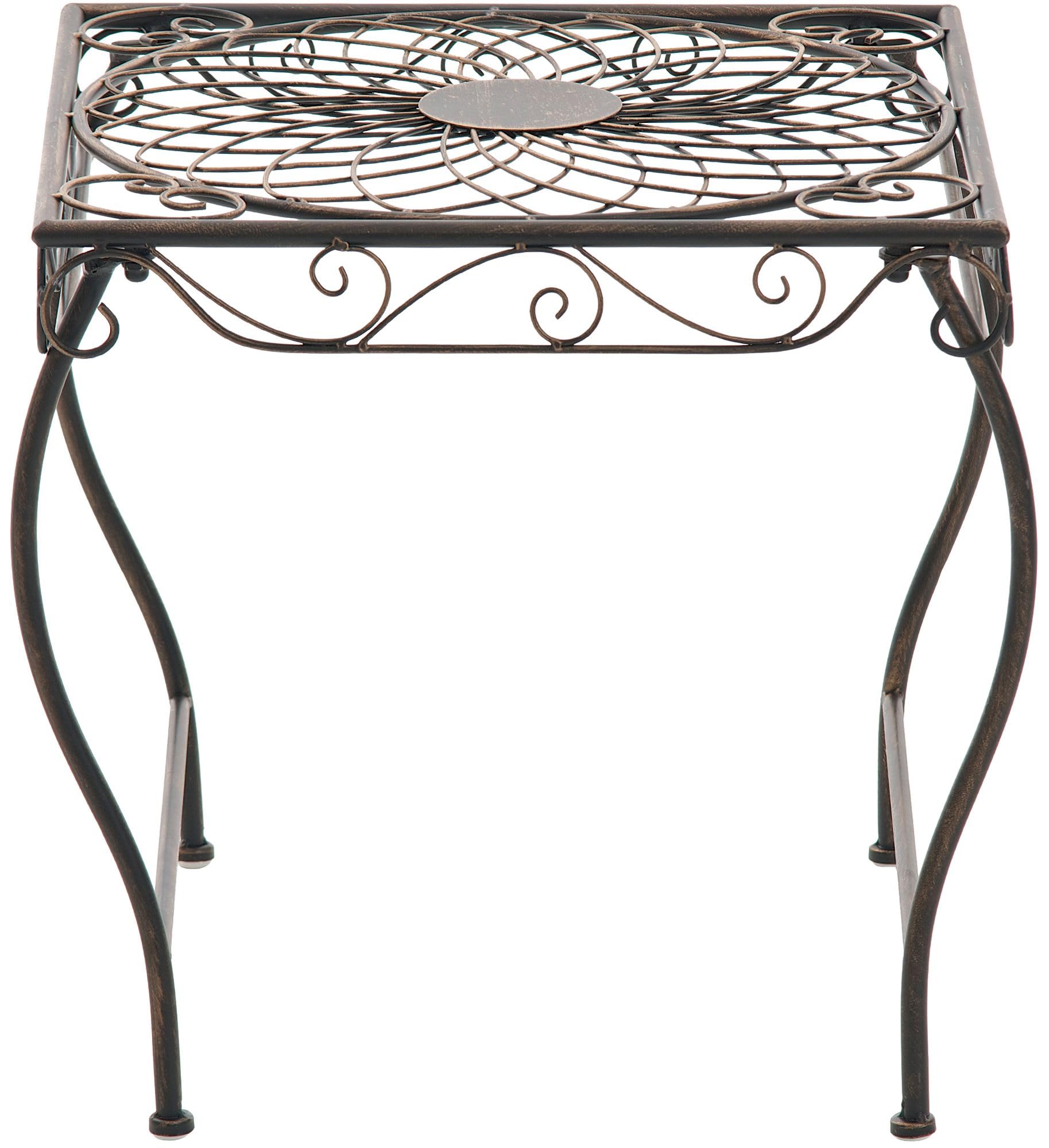 CLP Tavolino da Giardino in Ferro Zarina, Stile Liberty Romantico, Idrorepellente, Bronzo